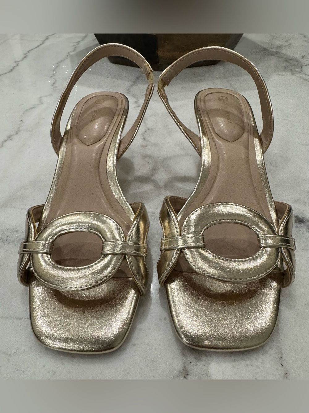 Giani Bernini Metallic Gold Circular Accent Slingback Sandals